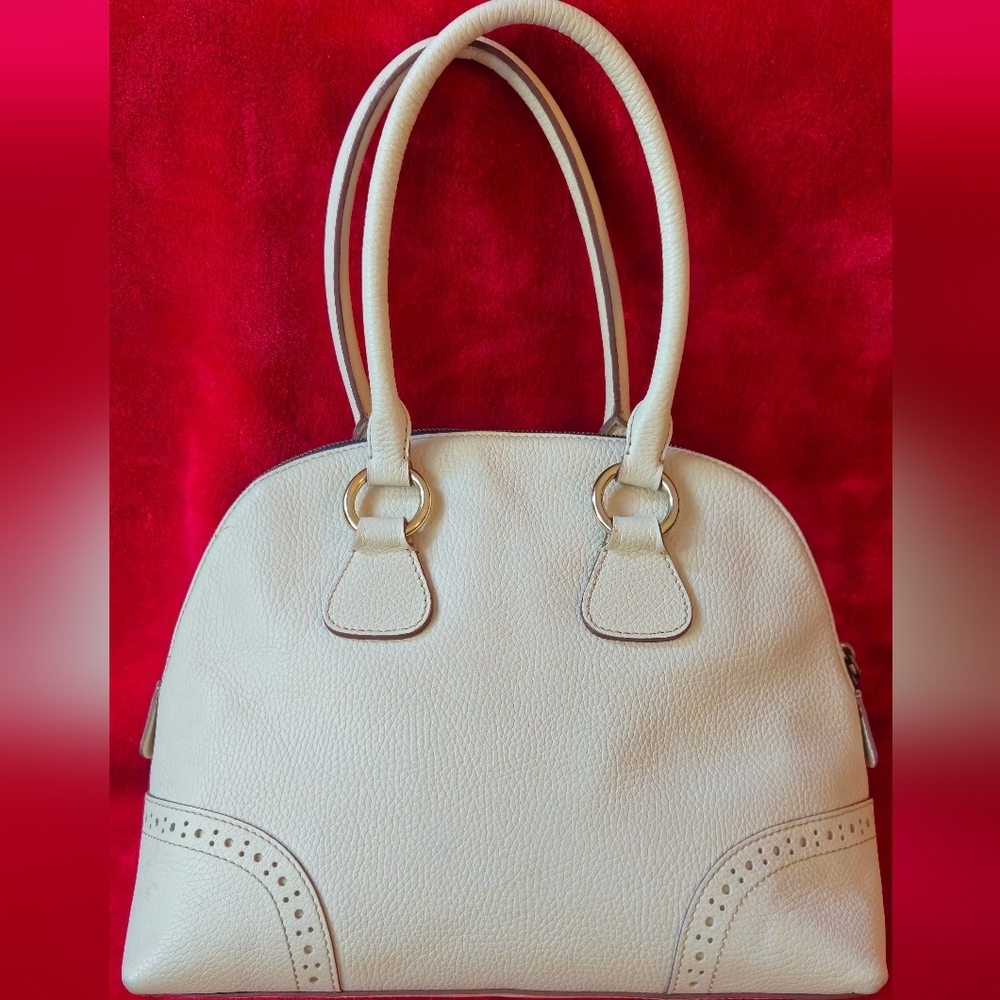 Dooney & Bourke Cream Leather Satchel - Picture 10 of 16